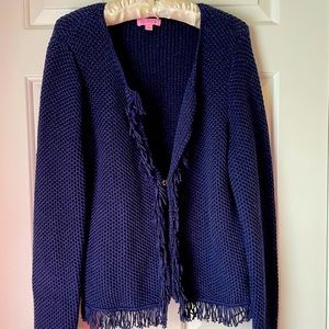 Lilly Pulitzer Navy and Gold Sweater L
